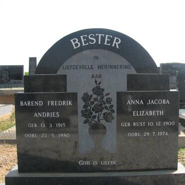 BESTER Barend Frederik Andries 1915-1980 &amp; Anna Jacoba Elizabeth 1900-1974
