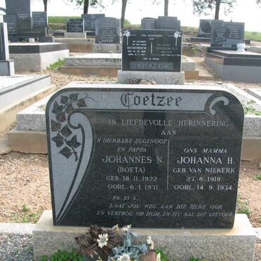 COETZEE Johannes N. 1922-1971 &amp; Johanna H. VAN NIEKERK 1919-1974