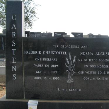CARSTENS Frederik Christoffel 1915-1995 &amp; Norma Augusta VOSTER 1925-1975