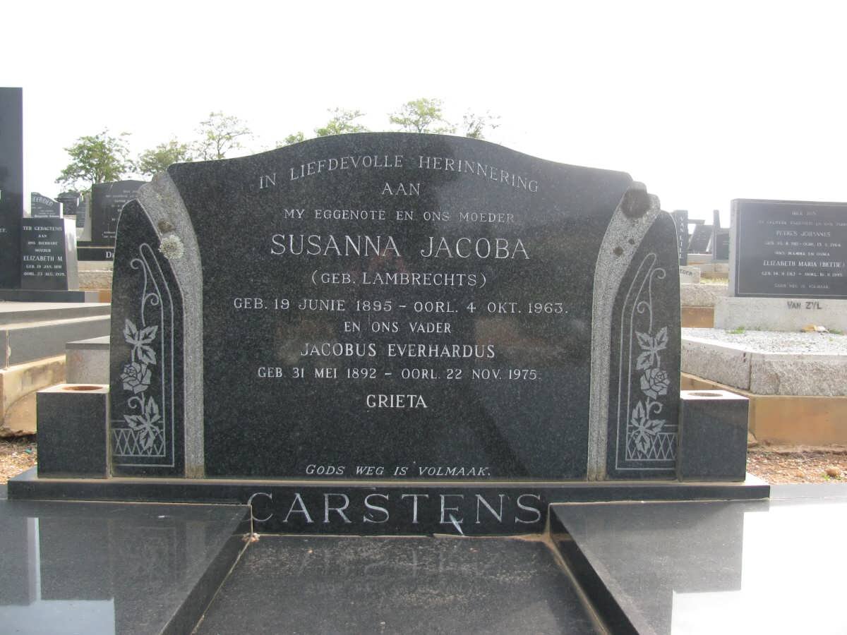 CARSTENS Jacobus Everhardus 1892-1975 &amp; Susanna Jacoba LAMBRECHTS 1895-1963