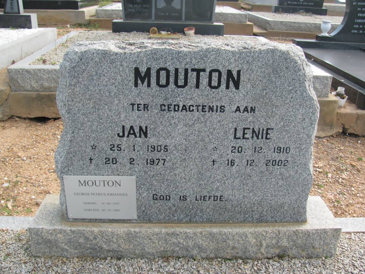 MOUTON Jan 1905-1977 &amp; Lenie 1910-2002 :: MOUTON George Petrus 1935-2003