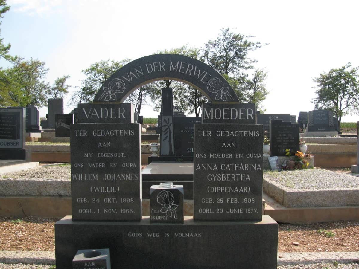 MERWE Willem Johannes, van der 1898-1966 &amp; Anna Catharina Gysbertha DIPPENAAR 1908-1977