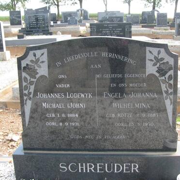 SCHREUDER Johannes Lodewyk Michael 1884-1971 &amp; Engela Johanna Wilhelmina KOTZE 1887-1970