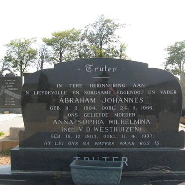 TRUTER Abraham Johannes 1904-1966 &amp; Anna Sophia Wilhelmina V.D. WESTHUIZEN 1903-1997