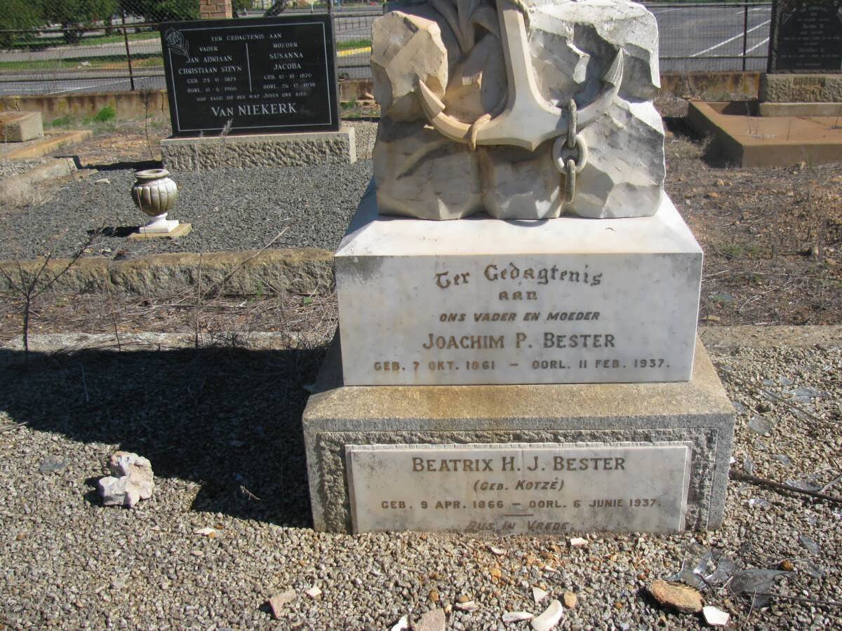 BESTER Joachim P. 1861-1937 &amp; Beatrix H.J. KOTZE 1866-1937