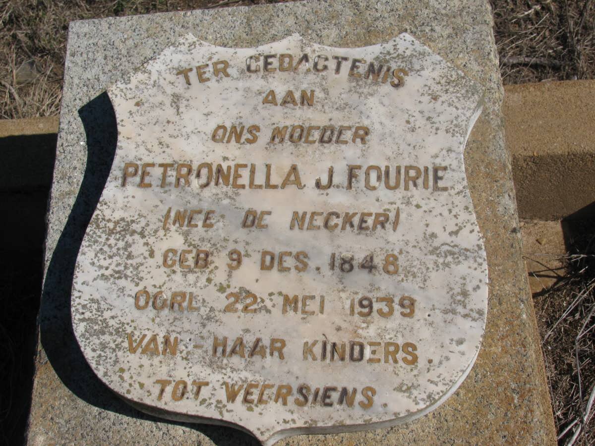 FOURIE Petronella J. nee DE NECKER 1848-1939