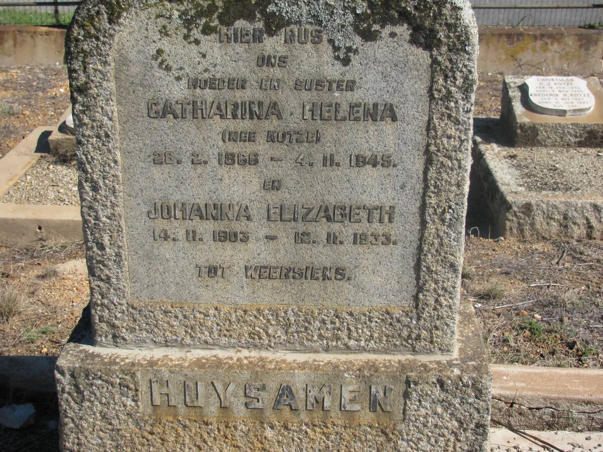 HUYSAMEN Catharina Helena nee KOTZE 1866-1945 :: Johanna Elizabeth 1903-1933