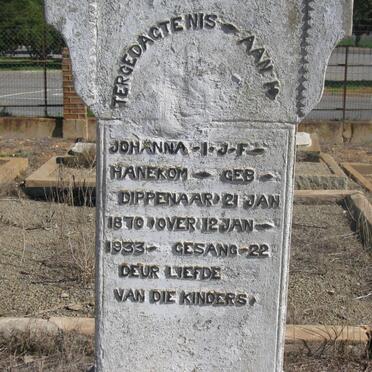 HANEKOM Jacobus E.H. 1865-1934 &amp; Johanna I.J.F. DIPPENAAR 1870-1933