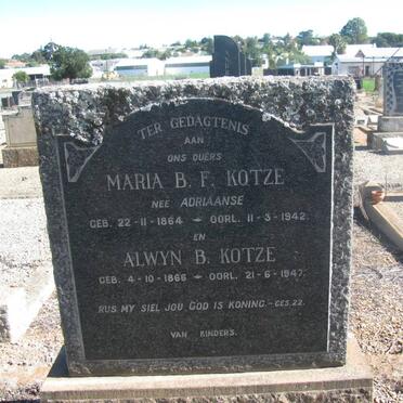 KOTZE Alwyn B. 1866-1947 &amp; Maria B.F. ADRIAANSE 1864-1942