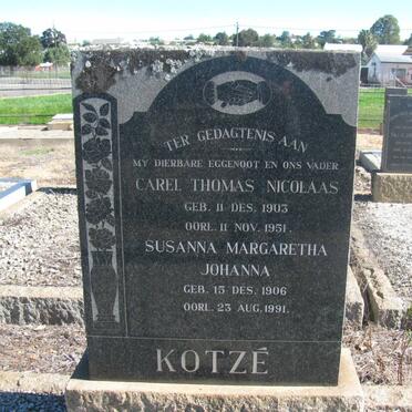 KOTZE Carel Thomas Nicolaas 1903-1951 &amp; Susanna Margaretha Johanna 1906-1991