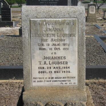 LOUBSER Johannes T.A. 1864-1936 &amp; Johanna Elizabeth BASSON 1873-1931
