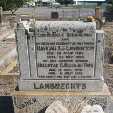 LAMBRECHTS Mathiam S.J. 1865-1938 &amp; Hilletje G.M. DU TOIT 1872-1960