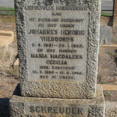 SCHREUDER Johannes Hendrik Theodorus 1881-1932 &amp; Maria Magdalena Cecilia CARSTENS 1888-1956