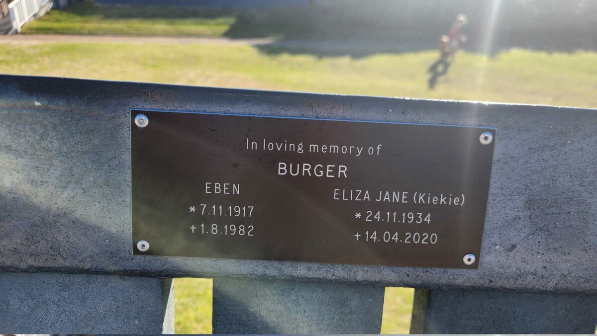 BURGER Eben 1917-1982 & Eliza Jane 1934-2020