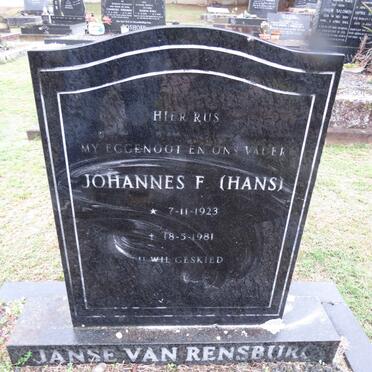 RENSBURG Johannes F., Janse van 1923-1981