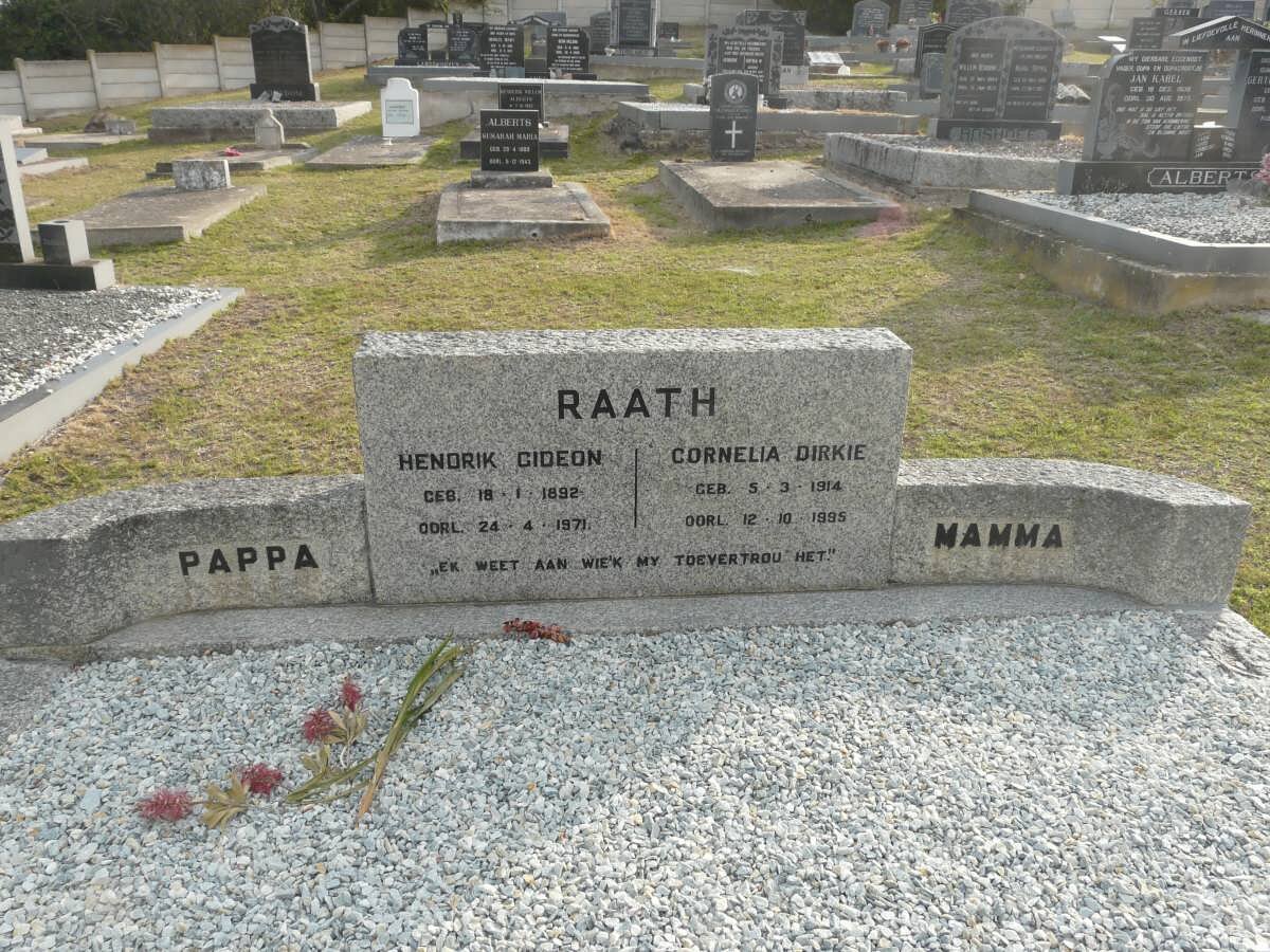 RAATH Hendrik Gideon 1892-1971 &amp; Cornelia Dirkie 1914-1995