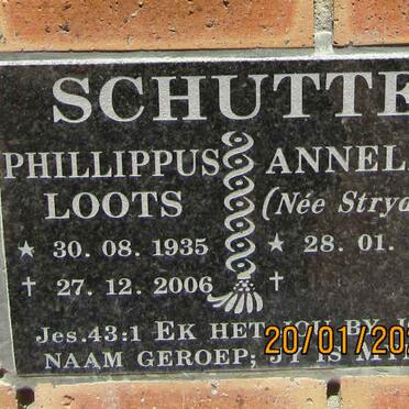 SCHUTTE Phillippus Loots 1935-2006 &amp; Annelize STRYDOM 1945-