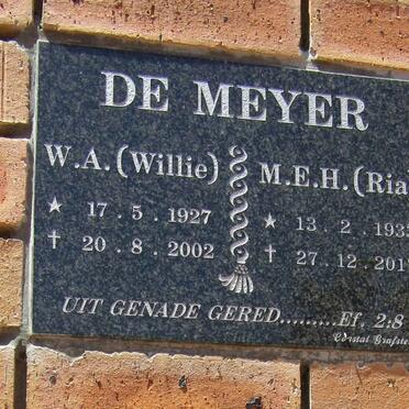 MEYER W. A., de 1927-2002 &amp; M.E.H. 1933-2017