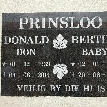 PRINSLOO Donald 1939-2014 &amp; Bertha 1941-2016