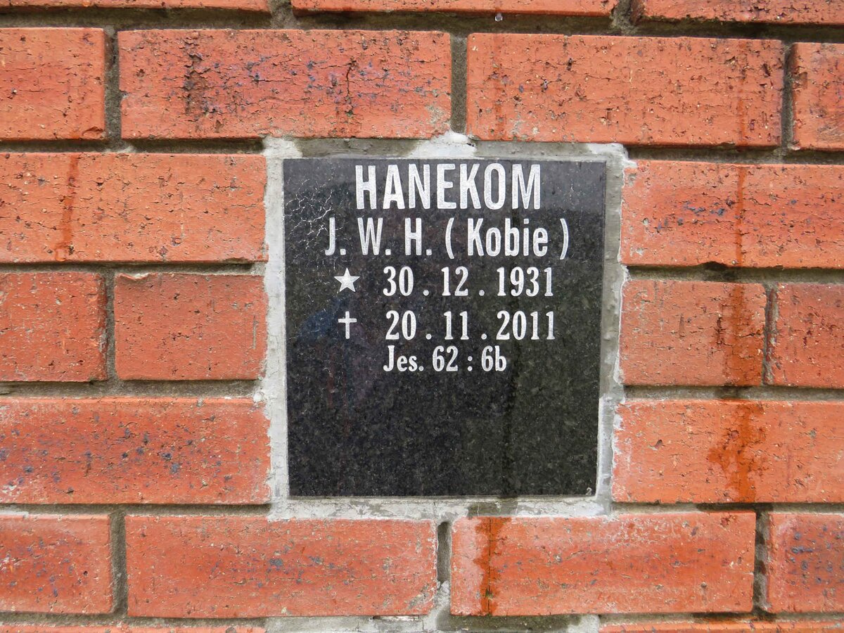 HANEKOM J.W.H. 1931-2011