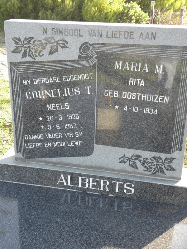 ALBERTS Cornelius T. 1935-1987 &amp; Maria M. OOSTHUIZEN 1934-
