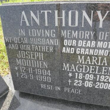 ANTHONY Joseph Moodien 1904-1990 &amp; Maria Magdelena 1920-2006