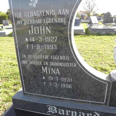 BARNARD John 1927-1993 &amp; Mina 1931-1996