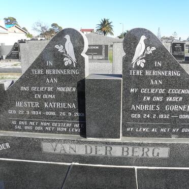 BERG Andries Cornelius, van der 1932-1974 &amp; Hester Katriena 1934-2001
