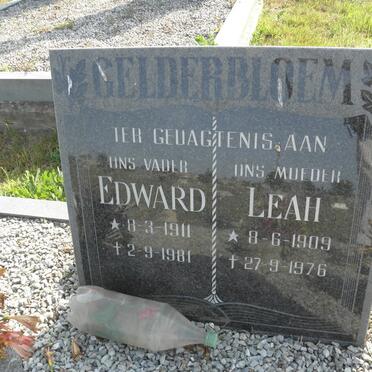 GELDERBLOEM Edward 1911-1981 &amp; Leah 1909-1976
