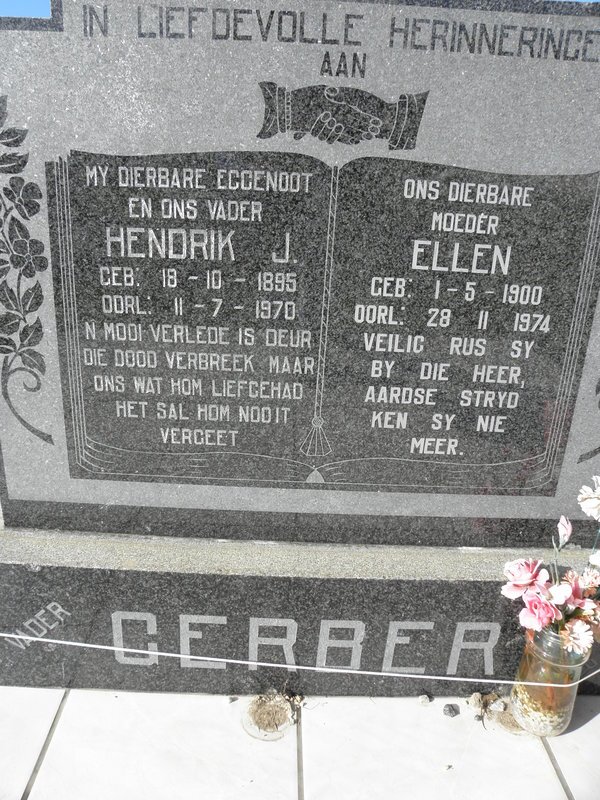 GERBER Hendrik J. 1895-1970 &amp; Ellen 1900-1974