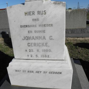 GERICKE Johanna G. 1900-1982