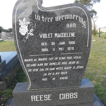 GIBBS Violet Magdelene, Reese 1900-1978
