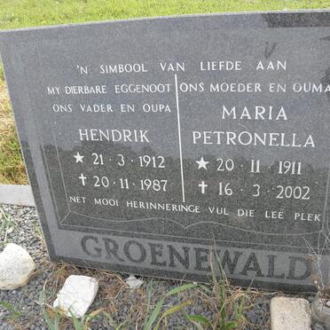 GROENEWALD Hendrik 1912-1987 &amp; Maria Petronella 1911-2002