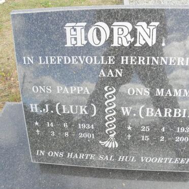 HORN H.J. 1934-2001 &amp; W. 1935-2006