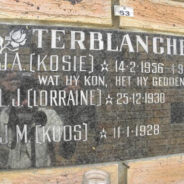 TERBLANCHE J.A. 1956-1994 :: TERBLANCHE L.J. 1930- :: TERBLANCHE J.M. 1928-