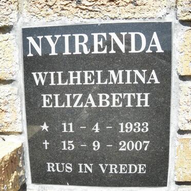 NYIRENDA Wilhelmina Elizabeth 1933-2007