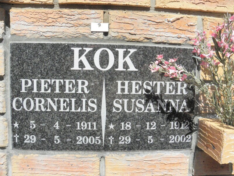 KOK Pieter Cornelis 1911-2005 &amp; Hester Susanna 1912-2002