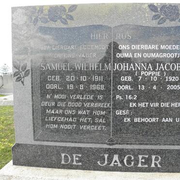 JAGER Samuel Wilhelm, de 1911-1968 &amp; Johanna Jacoba 1920-2005