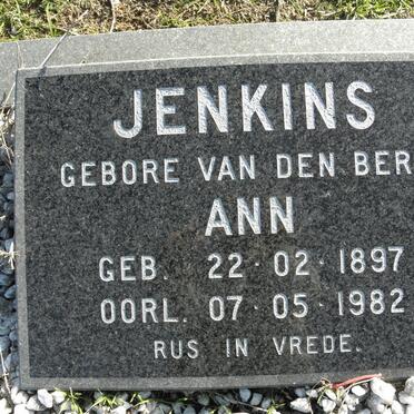 JENKINS Ann nee VAN DEN BERG 1897-1982