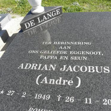 LANGE Adrian Jacobus, de 1949-2001