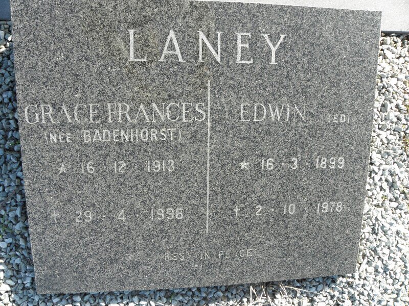 LANEY Edwin 1899-1978 &amp; Grace Frances BADENHORST 1913-1996