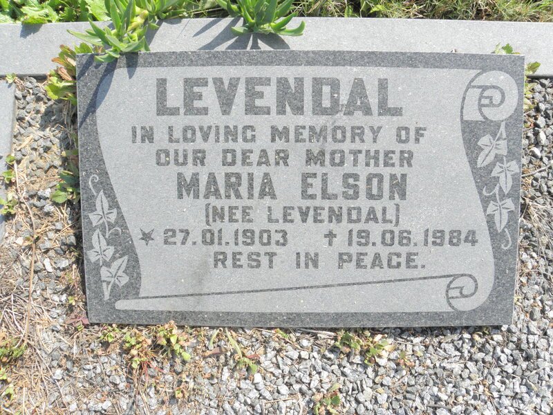 LEVENDAL Maria Elson nee LEVENDAL 1903-1984