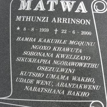 MATWA Mthunzi Arrinson 1959-2000