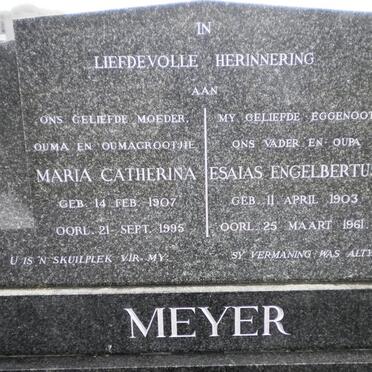 MEYER Esaias Engelbertus 1903-1961 &amp; Maria Catherina 1907-1995