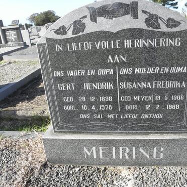 MEIRING Gert Hendrik 1898-1978 &amp; Susanna Fredrika MEYER 1906-1988