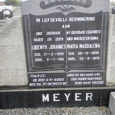 MEYER Lodewyk Johannes 1899-1981 &amp; Maria Magdalena 1899-1970