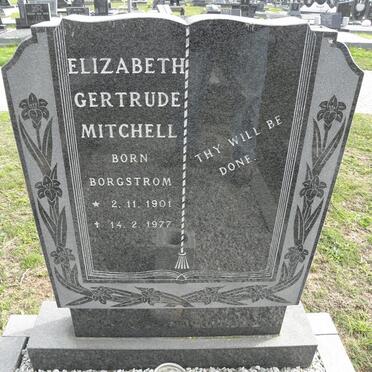 MITCHELL Elizabeth Gertrude nee BORGSTROM 1901-1977