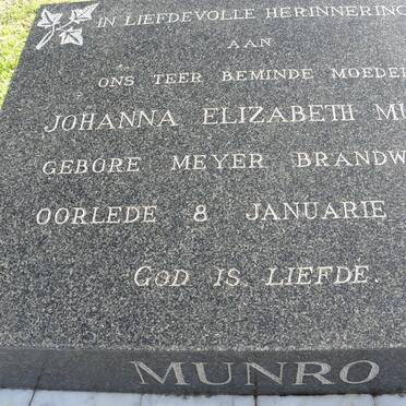MUNRO Johanna Elizabeth nee MEYER -1966