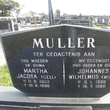 MULLER Johannes Wilhelmus 1896-1980 &amp; Martha Jacoba 1903-1986