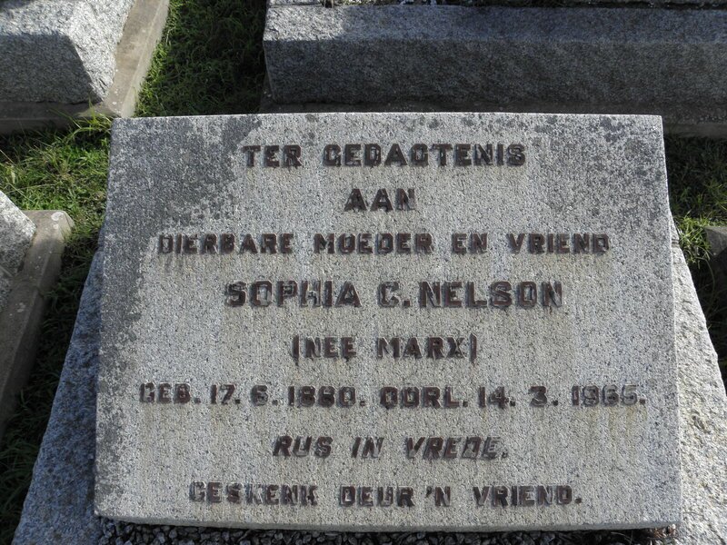 NELSON Sophia C. nee MARX 1880-1965